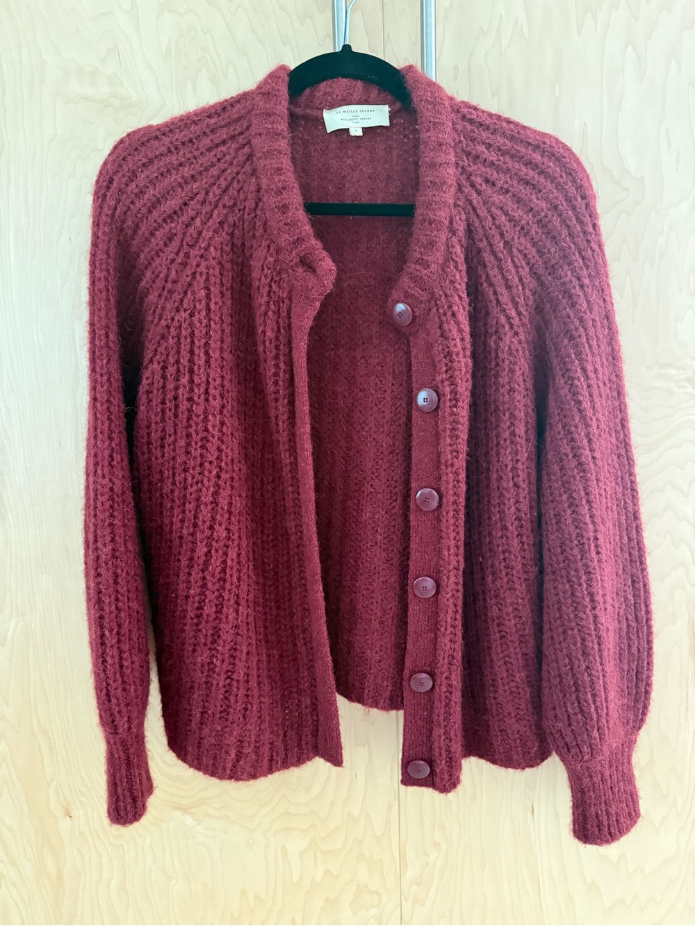 Sezane Emile Cardigan - Burgundy (S) - Picture 4 of 5